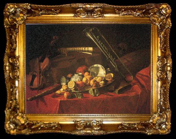 framed  Cristoforo Munari Still-Life with Musical Instruments, ta009-2